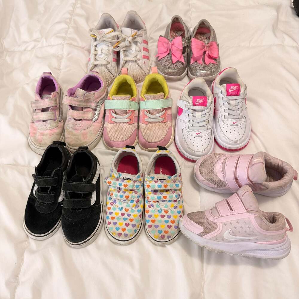 Mixed Girls Kids Sneakers Lot Nike AF1 Adidas Vans ~Size 9C